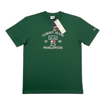 Tommy Dark Green Worldwide Logo T-Shirt Crew Neck Short Sleeve-Quality Brands Outlet-