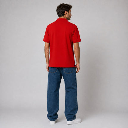 Mens Polos Short Sleeve Cotton Pique Red Premium Brand