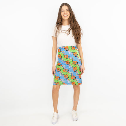 Karen Millen Blue Floral Print A-Line Casual Summer Skirts-Quality Brands Outlet-