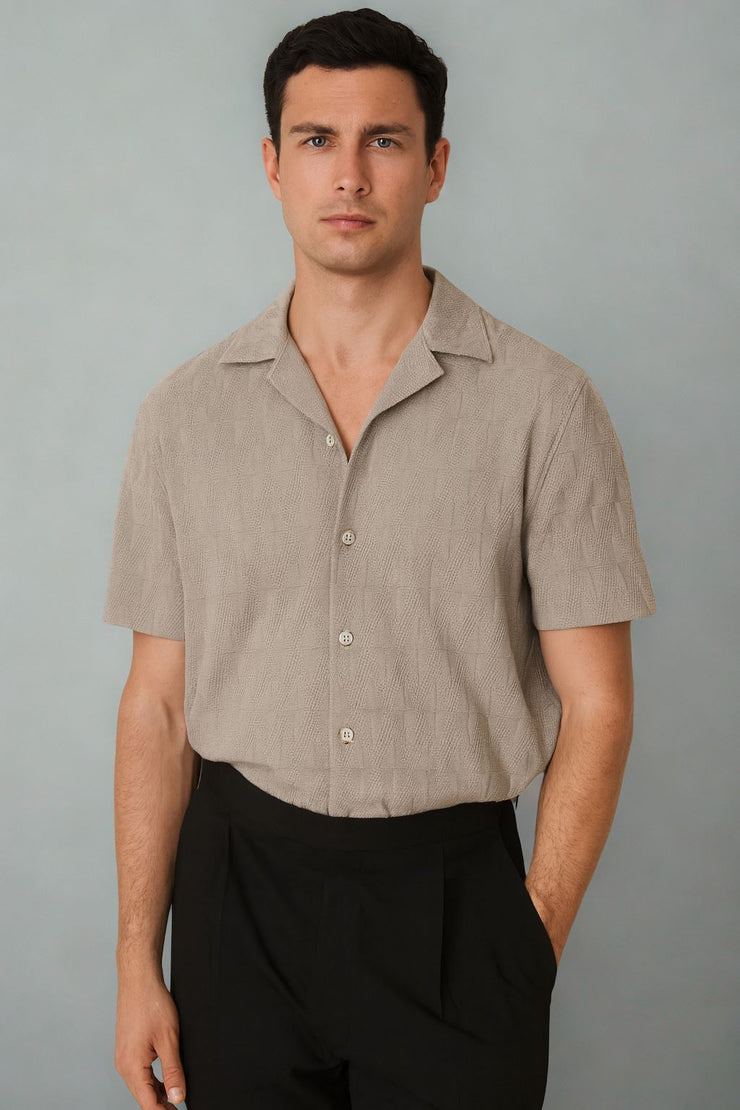 Ackling Cuban Shirts Mocha Short Sleeve - Quality Brands Outlet