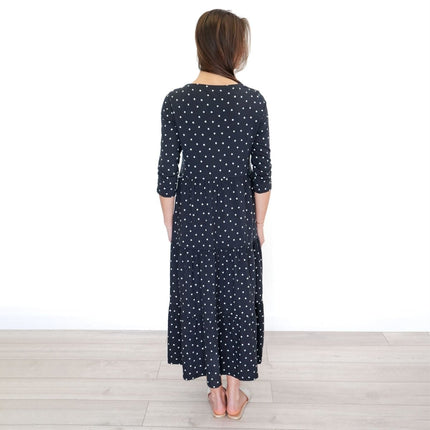Seasalt Line Strokes Dress in Black with Polka Dot - Quality Brands Outlet