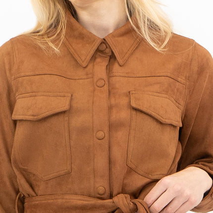 New Look Womens Suedette Shacket Rust Brown - Quality Brands Outlet