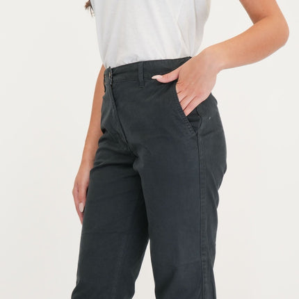 M&S Cotton Rich Tapered Ankle Grazer Chinos Black-Quality Brands Outlet-