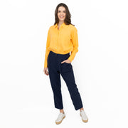 M&S Womens Yellow Pure Linen Collared Blouse