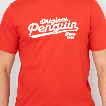 Original Penguin T-shirt Short Sleeve Embroidered Red-Quality Brands Outlet-