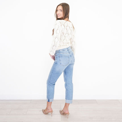 M&S Harper Cigarette Jeans Straight Leg Cropped Light Denim-Quality Brands Outlet-