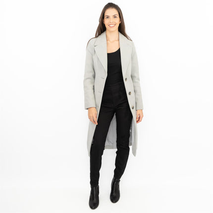 M&S Grey Herringbone Belted Tailored Coat-Quality Brands Outlet-