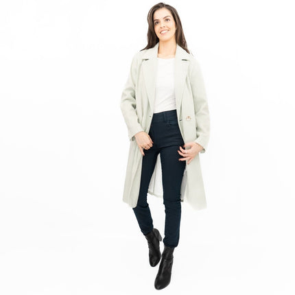 Phase Eight Revere Coat Wool Blend Double Breasted Knee Length Light Green - Quality Brands Outlet