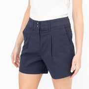 M&S Pleated Chino Shorts Navy Cotton & Elastane