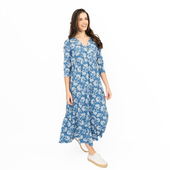 Seasalt Sky Branch Blue Elderflower Shadow Midi Dress-Quality Brands Outlet-