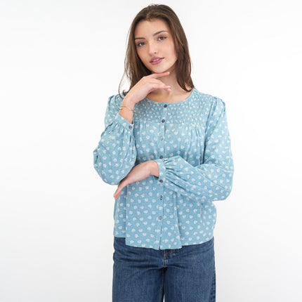 White Stuff Soft Blue Daniella Long Sleeve Tops-Quality Brands Outlet-