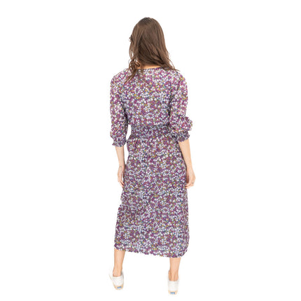 Seasalt Purple Fawn Dress Waisted Midi Organic Cotton - Quality Brands Outlet