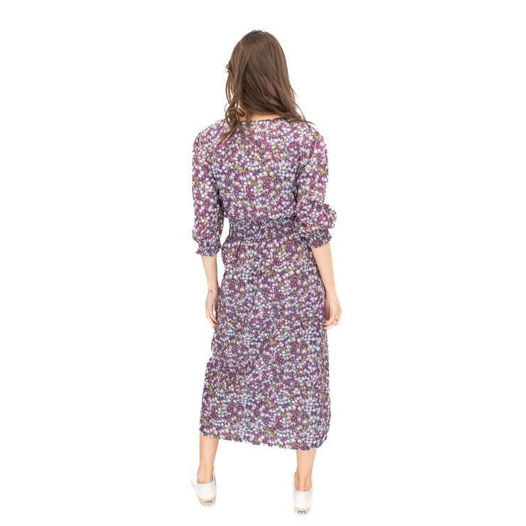 Seasalt Purple Fawn Dress Waisted Midi Organic Cotton - Quality Brands Outlet