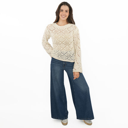 M&S Cotton Blend Diamond Stitch Jumper - Quality Brands Outlet