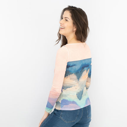 Karen Millen Pink Landscape Boat Neck Long Sleeve Tops-Quality Brands Outlet-
