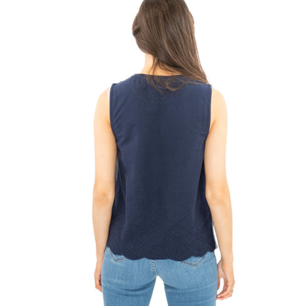 White Stuff Silvia Cut Out Top Navy-Quality Brands Outlet-