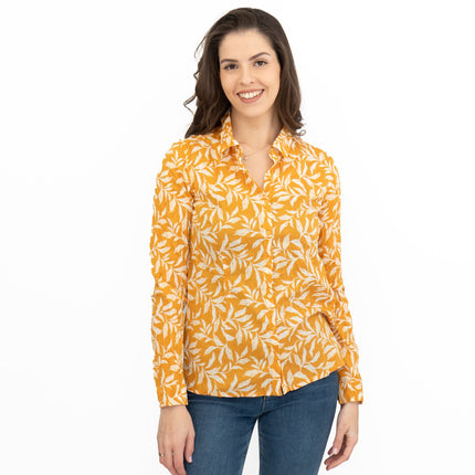 Seasalt Womens Larissa Shirt Yellow Leaves-Quality Brands Outlet-