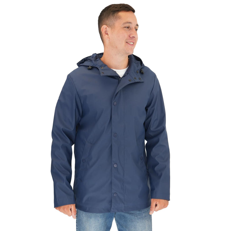 Threadbare Mac Raincoat Showerproof Navy Blue Hooded