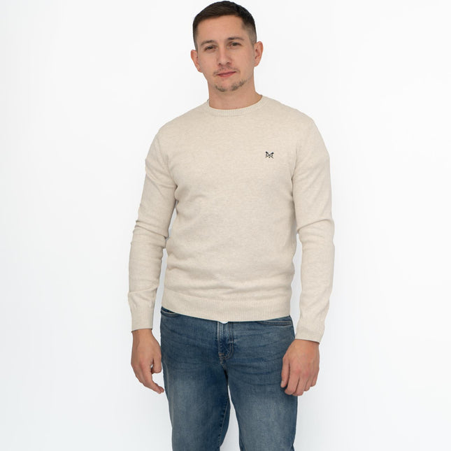 Crew Clothing Mens Knitted Jumper Long Sleeve Beige-Quality Brands Outlet-