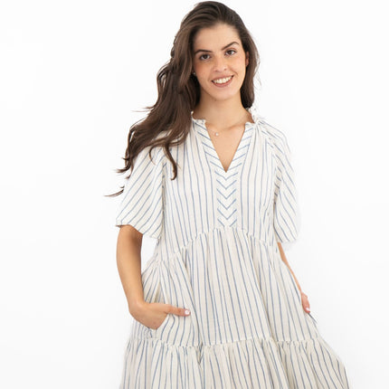 White Stuff Sophia Eco Vero Stripe Dress-Quality Brands Outlet-