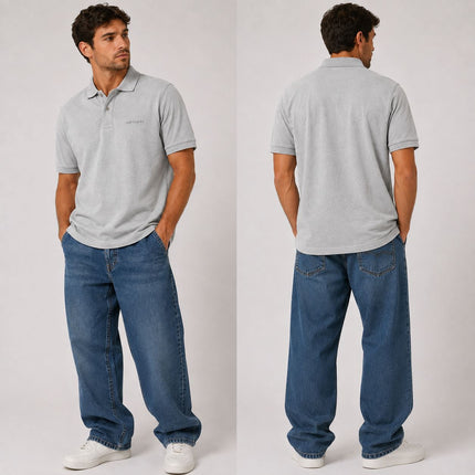 Mens Polos Short Sleeve Premium Brand Light Grey Polo Shirts