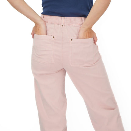 M&S Pink Straight Leg Trousers Stretch Cotton Rich Relaxed Utility - Quality Brands Outlet