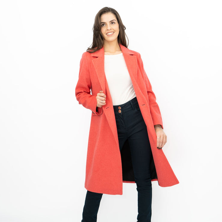 Phase Eight Revere Coat Wool Blend Double Breasted Knee Length Pink