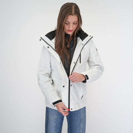 3-in-1 Waterproof Ski Jacket White with Detachable Insert-Quality Brands Outlet-