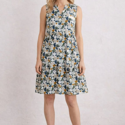 Seasalt Bodelva Sleeveless Jersey Dress Geo Pebbles Chalk Organic - Quality Brands Outlet