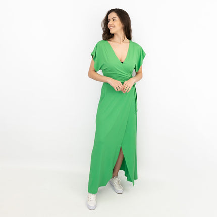Coast Green Short Sleeve Cross Wrap Long Maxi Dresses-Quality Brands Outlet-