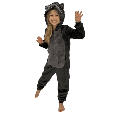 M&S Kids Onesie Fleece Grey Wolf Full Zip with Hoodie - Quality Brands Outlet