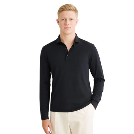 Porofino Polo Shirt Navy Long Sleeve Tops-Quality Brands Outlet-