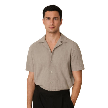 Ackling Cuban Shirts Mocha Short Sleeve-Quality Brands Outlet-