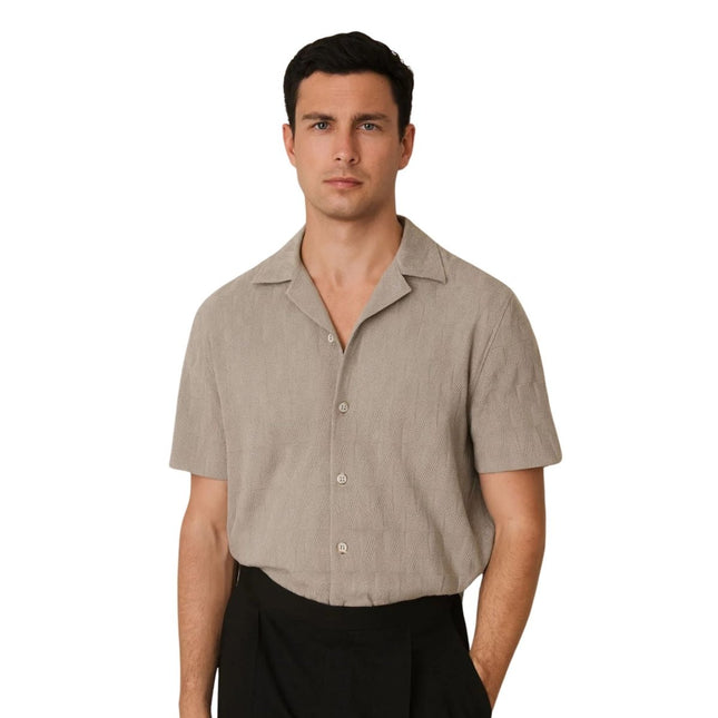 Ackling Cuban Shirts Mocha Short Sleeve-Quality Brands Outlet-