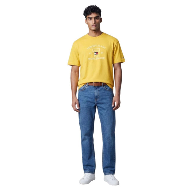 Tommy Yellow Worldwide Logo T-Shirt Crew Neck Short Sleeve-Quality Brands Outlet-