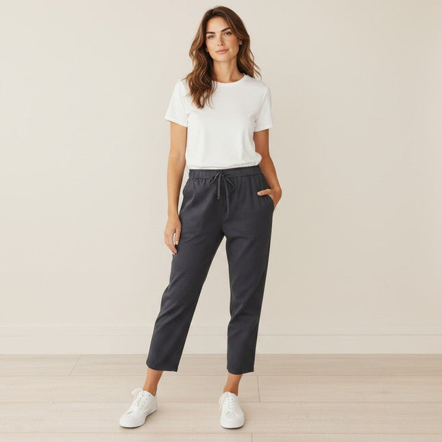 Hush Grey Elasticated Waistband Trousers - Quality Brands Outlet