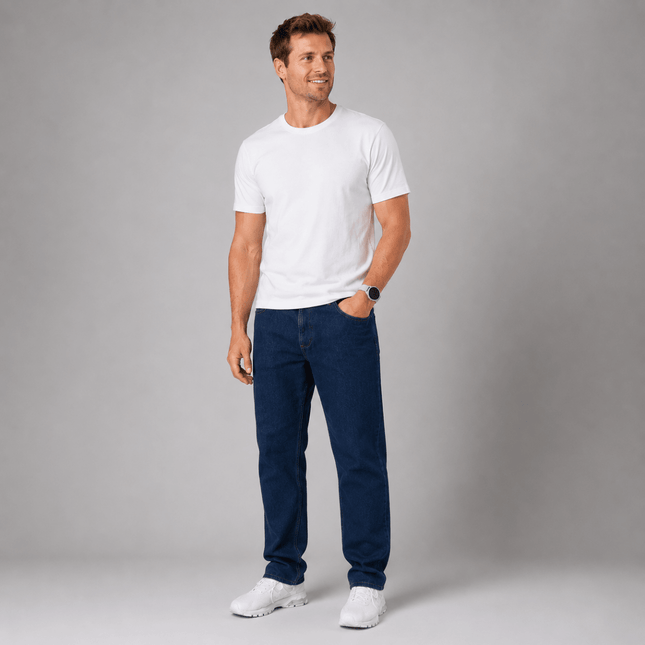 Jeans Regular Fit Straight Leg Classic Denim Blue - Quality Brands Outlet