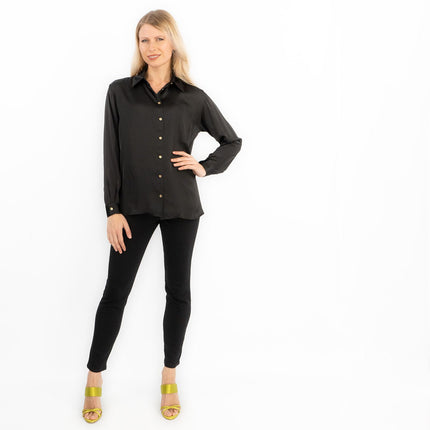 Coast Black Drap Satin Shirt-Quality Brands Outlet-