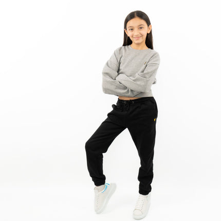 Lyle & Scott Girls Long Sleeve Grey Cropped Fleece Lined Sweatshirts-Quality Brands Outlet-