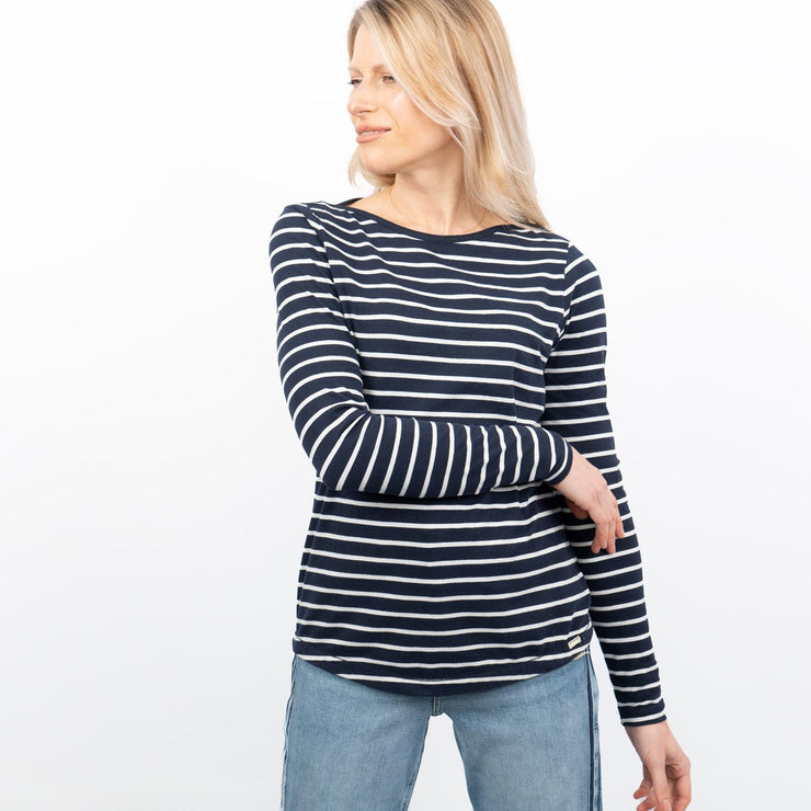 FatFace Breton Long Sleeve Stripe Navy Casual Jersey Tops - Quality Brands Outlet