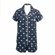 M&S Navy Blue Spotty Polka Dot Short Sleeve with Shorts Pyjama Set