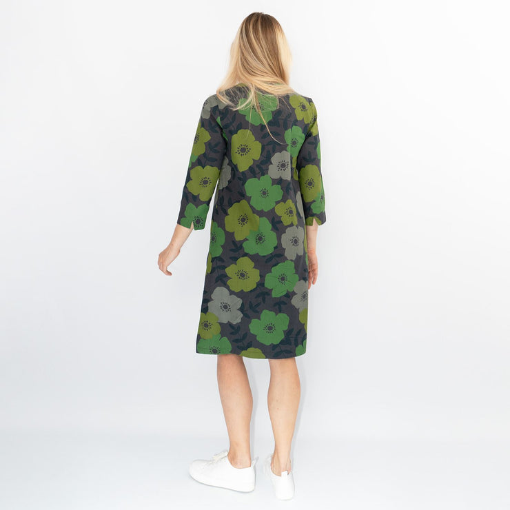 Seasalt Dawn Green Floral Cotton Blend Lightweight 3/4 Sleeve Midi Dresses