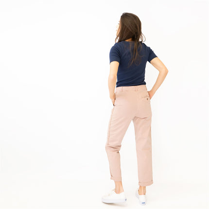 M&S Cotton Rich Tapered Leg Ankle Grazer Pink Stretch Cotton Chino Trousers - Quality Brands Outlet