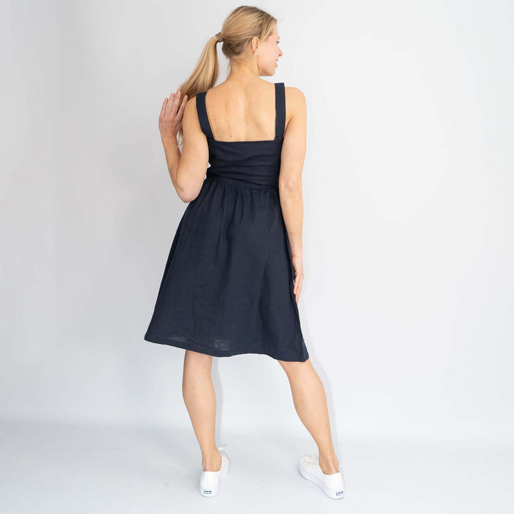 Aubrey Sleeveless Navy Blue Casual Short Summer Dresses