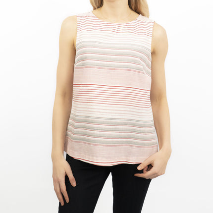 Red Striped Womens Sleeveless V-Neck Lightweight Tops-Quality Brands Outlet-