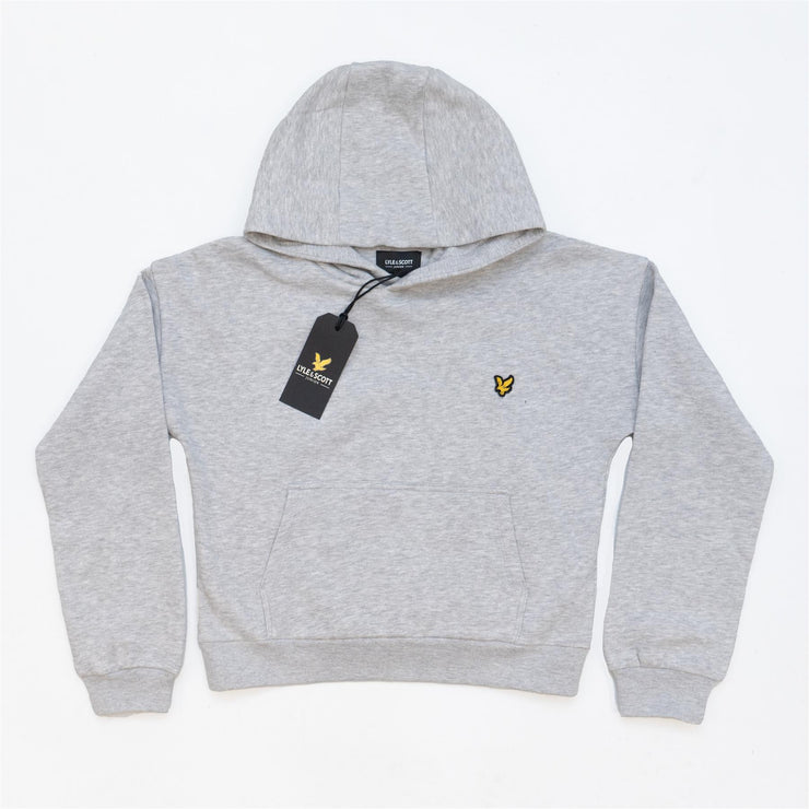 Lyle & Scott Girls Sweatshirts Long Sleeve Light Grey Hoodie with Front Pocket - Relaxed Fit - Quality Brands Outlet