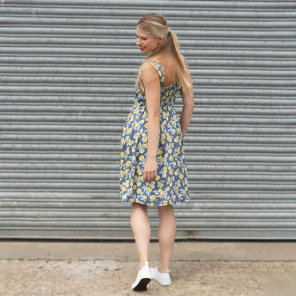Lemon Print Sundresses Lightweight Cotton Sleeveless Strappy Women's Summer Dresses-Quality Brands Outlet-
