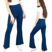 Nasty Gal Blue Ribbed Pull-On Flared Trousers
