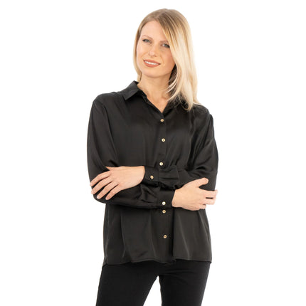 Coast Black Drap Satin Shirt-Quality Brands Outlet-