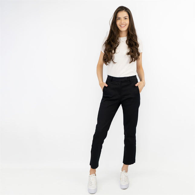 M&S Mia Slim Leg Crop Tapered Black Chino Trousers-Quality Brands Outlet-